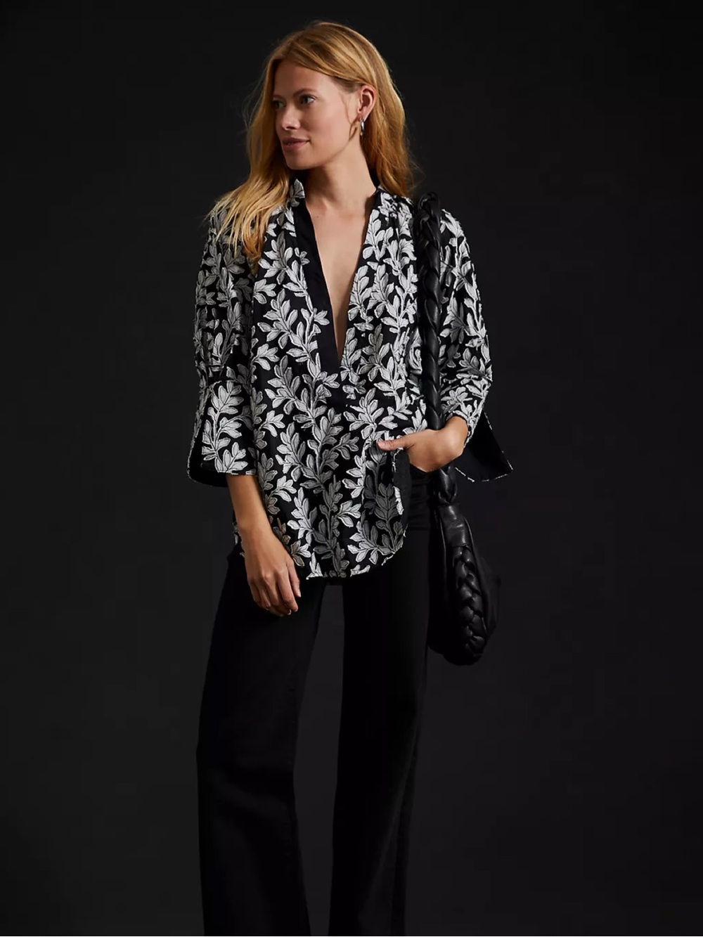 Anthropologie Floral Popover Blouse